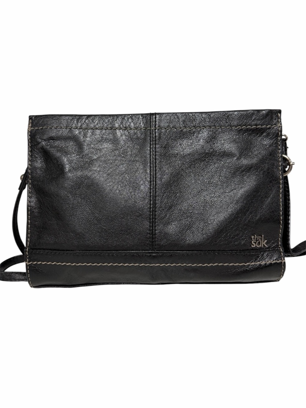 The Sak Iris 3 Way Wear Leather Crossbody/Shoulder/Clutch Bag Black
